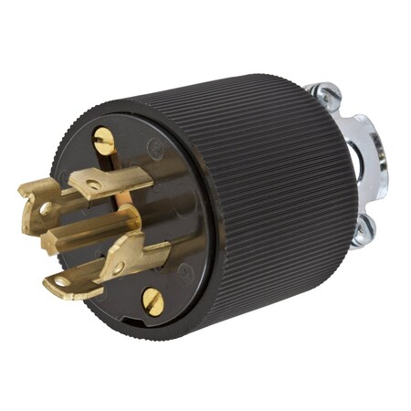 Hubbell Wiring Device-Kellems Locking Plug, Non-NEMA, 30 A, 250/600V AC, Three Phase, 4 Pole, Screw Terminals, Black HBL45315